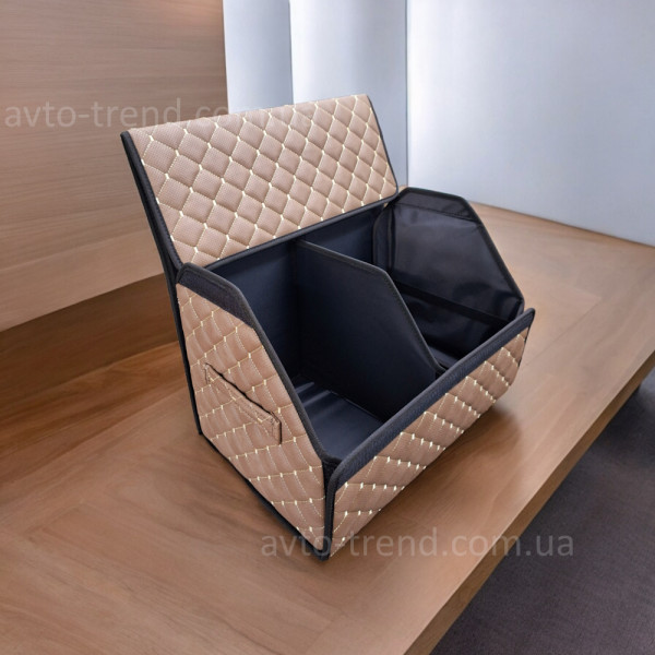 Органайзер з екошкіри кавовий з бежевою ниткою, M