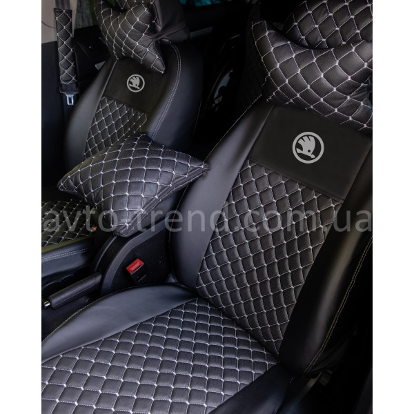 Чохли Аригона Ромби для Skoda чорні (1+1)
