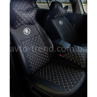Чохли Аригона Ромби для Skoda чорні (комплект)