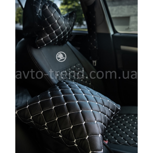 Чохли Аригона Ромби для Skoda чорні (1+1)