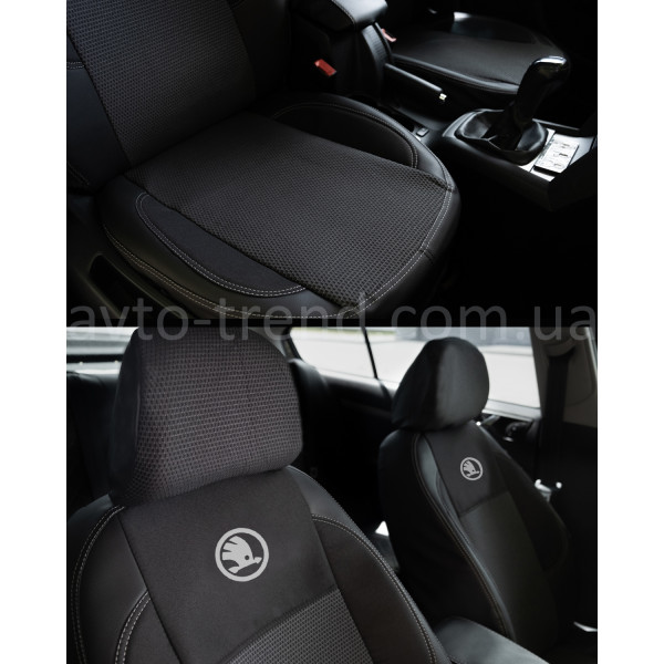Чохли Комбі Skoda автотканина+екошкіра (комплект)