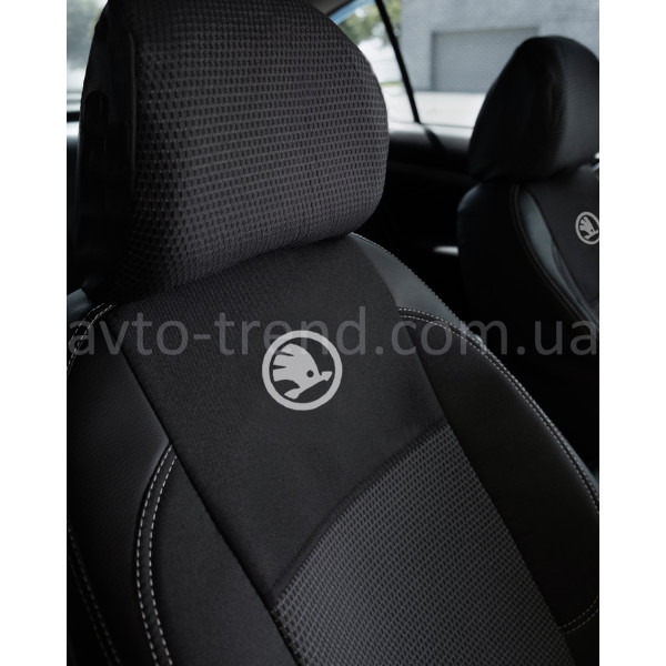 Чохли Комбі Skoda автотканина+екошкіра (комплект)