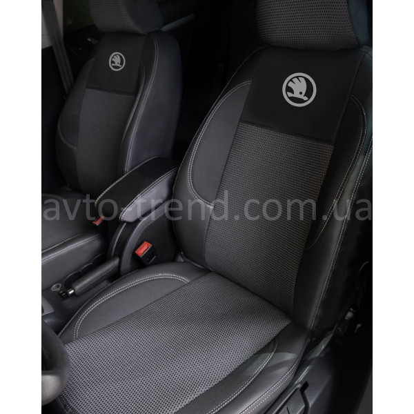 Чохли Комбі Skoda автотканина+екошкіра (комплект)