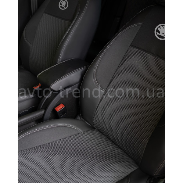 Чохли Комбі Skoda автотканина+екошкіра (комплект)